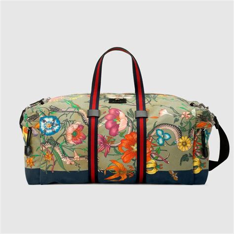 gucci flora snake print duffle|Gucci Flora Snake Print Duffle .